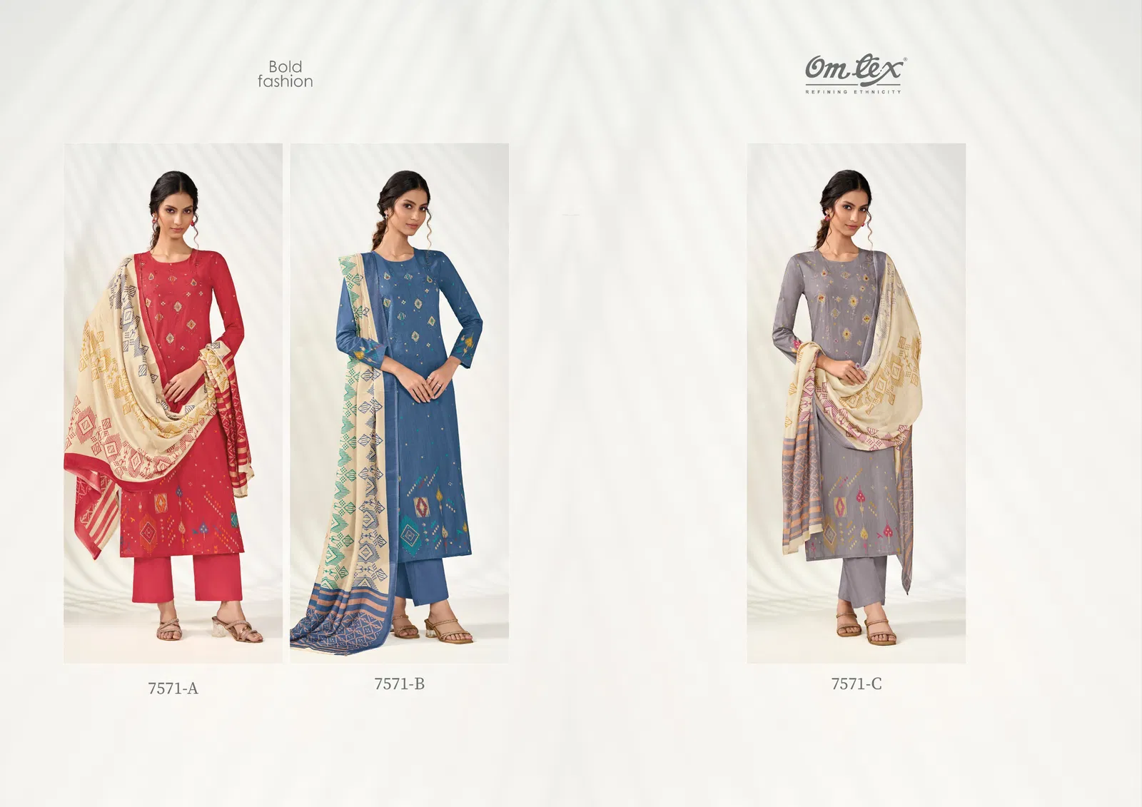 Bold Fashion By Omtex Lawn Cotton Embroidery Dress Material Wholesale Online